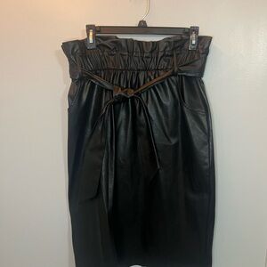 Time and Tru Black Faux Leather Pencil Skirt